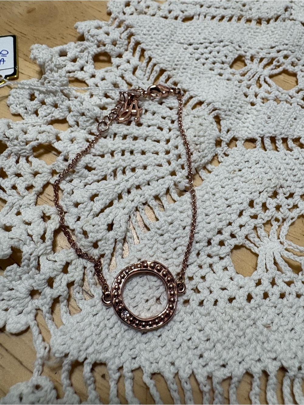 Rose Gold Circular Pendant Bracelet - with Crystal Accent Women Jewelry